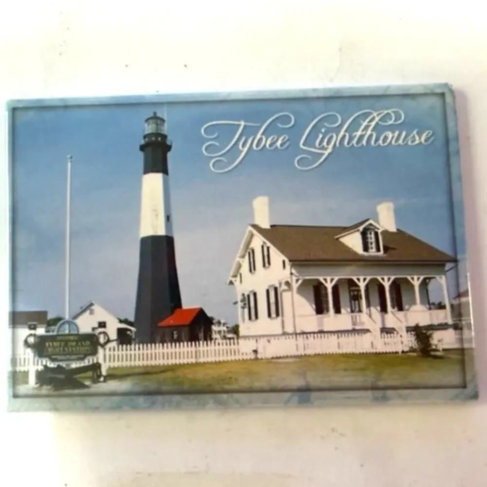 Tybee Island Georgia Lighthouse Photo Magnet Light Station 3‑1/8